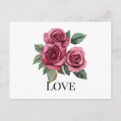 Carte Postale Red Roses Floral Love (Devant)