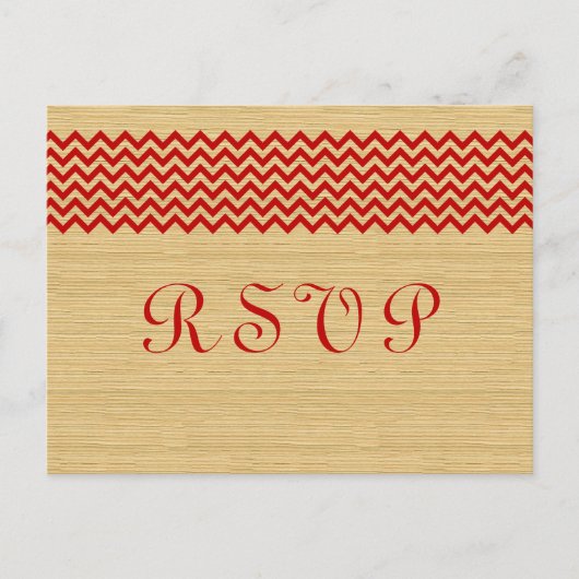 Carte postale Red Rustic Chevron RSVP (Devant)