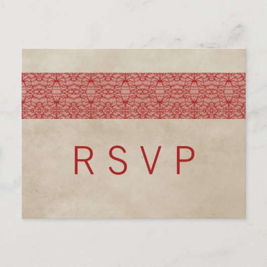 Carte postale Red Rustic Lace RSVP (Devant)