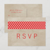 Carte postale Red Rustic Quatrefoil RSVP (Devant / Derrière)