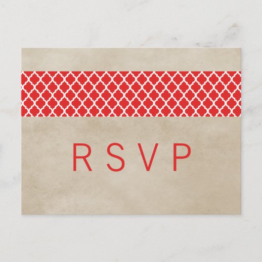 Carte postale Red Rustic Quatrefoil RSVP (Devant)