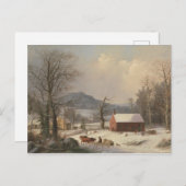 Carte Postale Red School House (Scène de campagne) 1858 (Devant / Derrière)