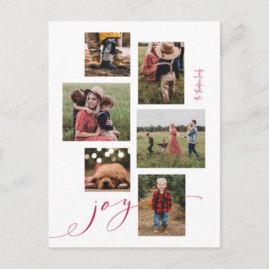 Carte postale Red Script Joy Multi-Photo Holiday (Devant)
