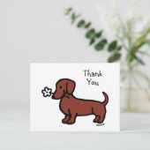 Carte Postale Red Smored Dachshund Merci minuscule Fleur (Debout devant)