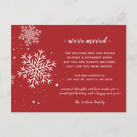 Carte Postale Red Snowflakes Flurries Holiday Moving (Devant)