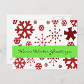 Carte Postale Red Snowflakes Salutations hiver chaudes (Devant / Derrière)