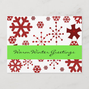 Carte Postale Red Snowflakes Salutations hiver chaudes