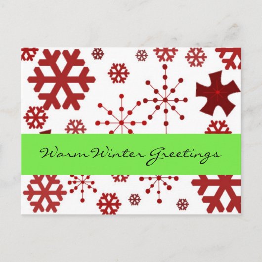 Carte Postale Red Snowflakes Salutations hiver chaudes (Devant)