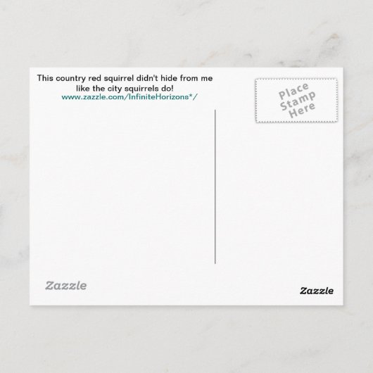 Carte postale Red Squirel (Dos)
