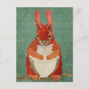 Carte Postale Red Squirrel Retro Postcard