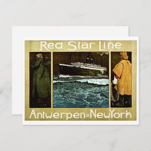 Carte Postale Red Star Line Antwerpen à New York (Devant / Derrière)