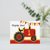 Carte Postale Red Tractor 1er anniversaire Merci (Debout devant)