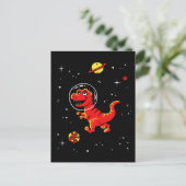 Carte Postale Red Tyrannosaurus Rex Dinos Dans L'Espace (Debout devant)