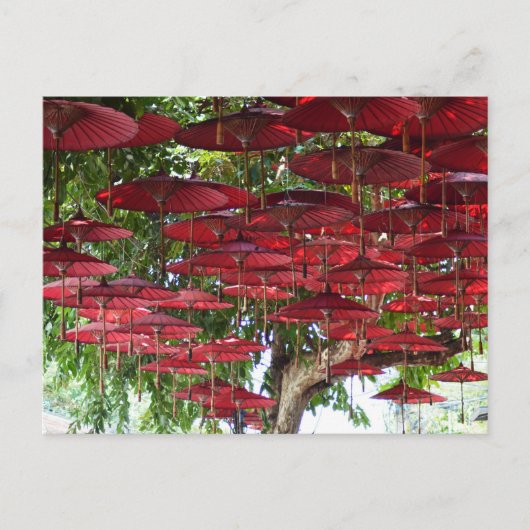 Carte Postale Red Umbrellas in the Sky - Asian Postcard (Devant)