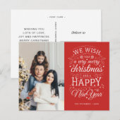 Carte Postale Red Very Joyeux Noël Photo Holiday (Devant / Derrière)