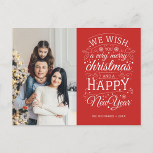 Carte Postale Red Very Joyeux Noël Photo Holiday