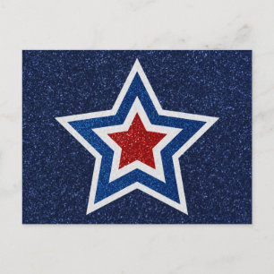Carte Postale Red, White & Blue Star 4 juillet Parties scintilla