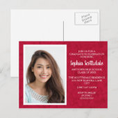 Carte Postale Red White Custom Photo Party Invitation (Devant / Derrière)