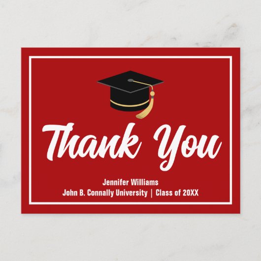 Carte Postale Red White Graduate Custom Merci (Devant)