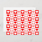 Carte Postale Red White Love hearts Valentine's Day  (Devant / Derrière)