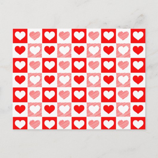 Carte Postale Red White Love hearts Valentine's Day  (Devant)