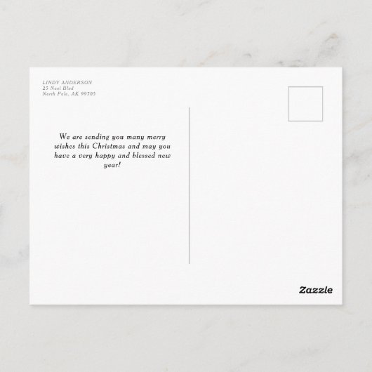 Carte Postale Red White Merry et Bright Love and Light Holiday (Dos)