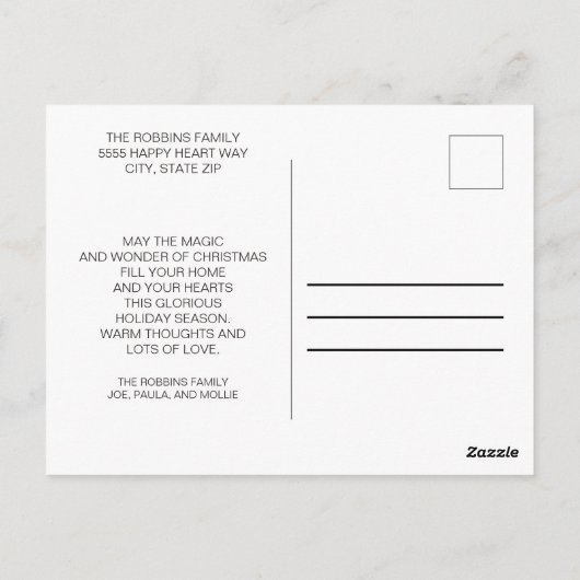 Carte Postale Red White Snowflakes Joyeux Noël (Dos)