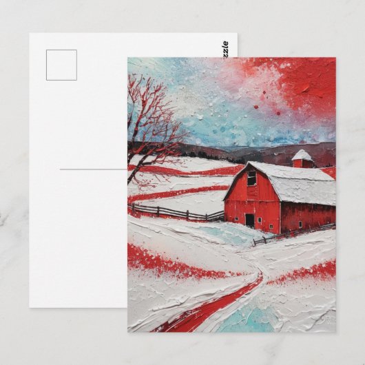 Carte Postale Red winter barn (Devant / Derrière)