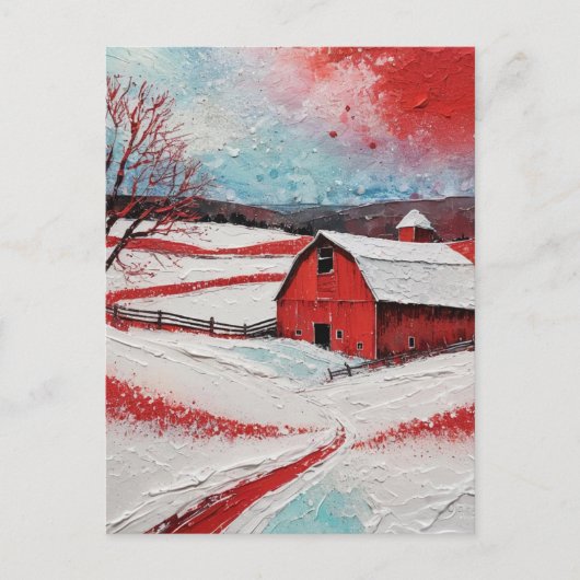 Carte Postale Red winter barn (Devant)