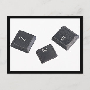 Carte Postale Redémarrez le noir sur les clés d'ordinateur blanc