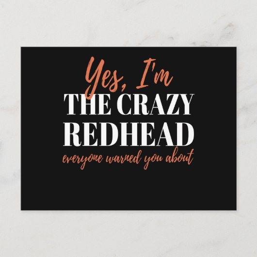 Carte Postale Redhead Crazy Redhead Mc1r Red Hair (Devant)