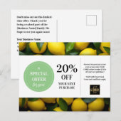 Carte Postale Réduction sur coupon personnalisé citron (Devant / Derrière)