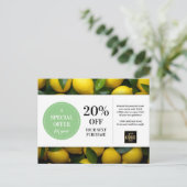 Carte Postale Réduction sur coupon personnalisé citron (Debout devant)