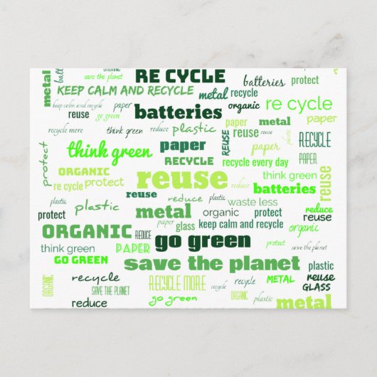 Carte Postale Réduire, réutiliser, recycler le cloud Word (Devant)