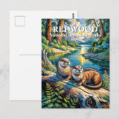 Carte Postale Redwood National Park Otters Modern Van Gogh (Devant / Derrière)