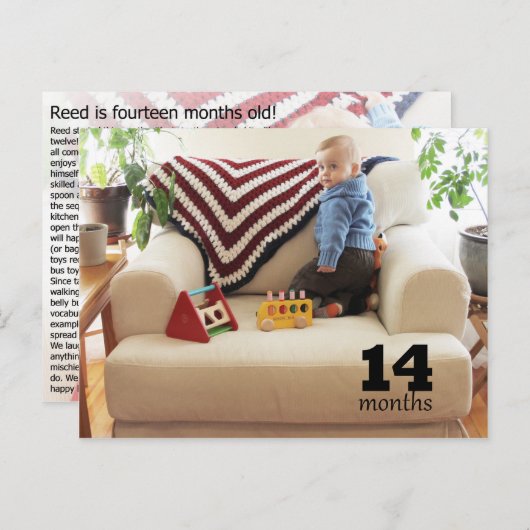 Carte Postale Reed - 14 mois (Devant / Derrière)