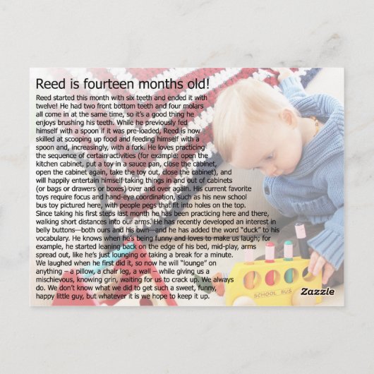 Carte Postale Reed - 14 mois (Dos)