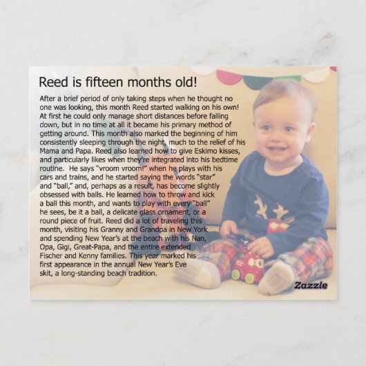 Carte Postale Reed - 15 mois (Dos)