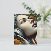 Carte Postale Réfléchissez à votre sujet | Femme avec casque (Debout devant)