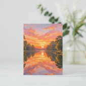 Carte Postale Reflet de rivière au coucher de soleil vibrant (Debout devant)