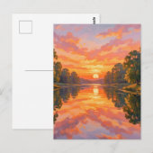 Carte Postale Reflet de rivière au coucher de soleil vibrant (Devant / Derrière)