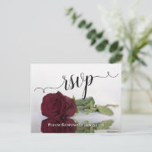 Carte Postale Reflet Rose Bourgogne Elégant mariage RSVP (Debout devant)