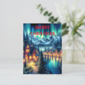 Carte Postale Reflets au clair de lune : Lac nocturne avec maiso (Debout devant)