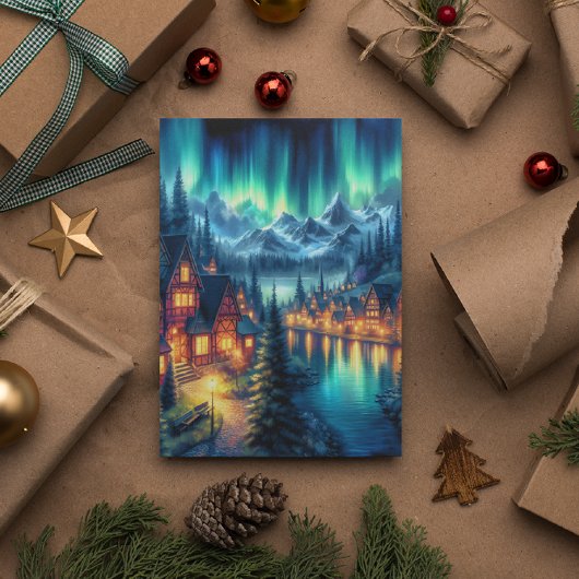 Carte Postale Reflets au clair de lune : Lac nocturne avec maiso