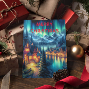 Carte Postale Reflets au clair de lune : Lac nocturne avec maiso