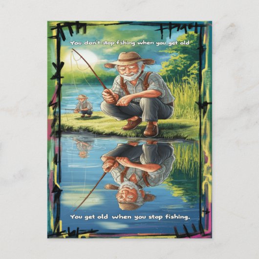 Carte Postale Réflexion du vieux pêcheur (Devant)