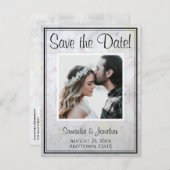 Carte Postale Réflexions blanches Mariage Enregistrer la date Ca (Devant / Derrière)