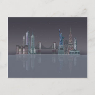 Carte Postale Réflexions de la nuit New York Skyline