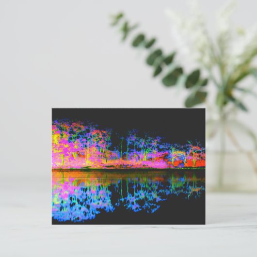 Carte Postale Réflexions Nature Lake Tree Line Noir - Abstrait (Debout devant)