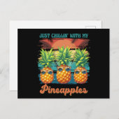 Carte Postale Refroidissement avec mes ananas Lunettes de soleil (Devant / Derrière)